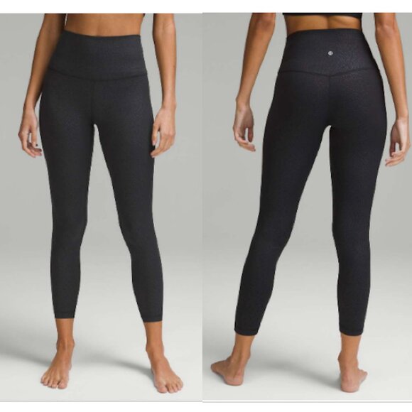 LULULEMON Align High-Rise Pant 25" Ripple Emboss Black 4 Nulu W5DUYS Leggings - Picture 1 of 10
